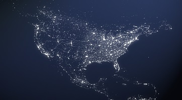 an image of the US map with lights 